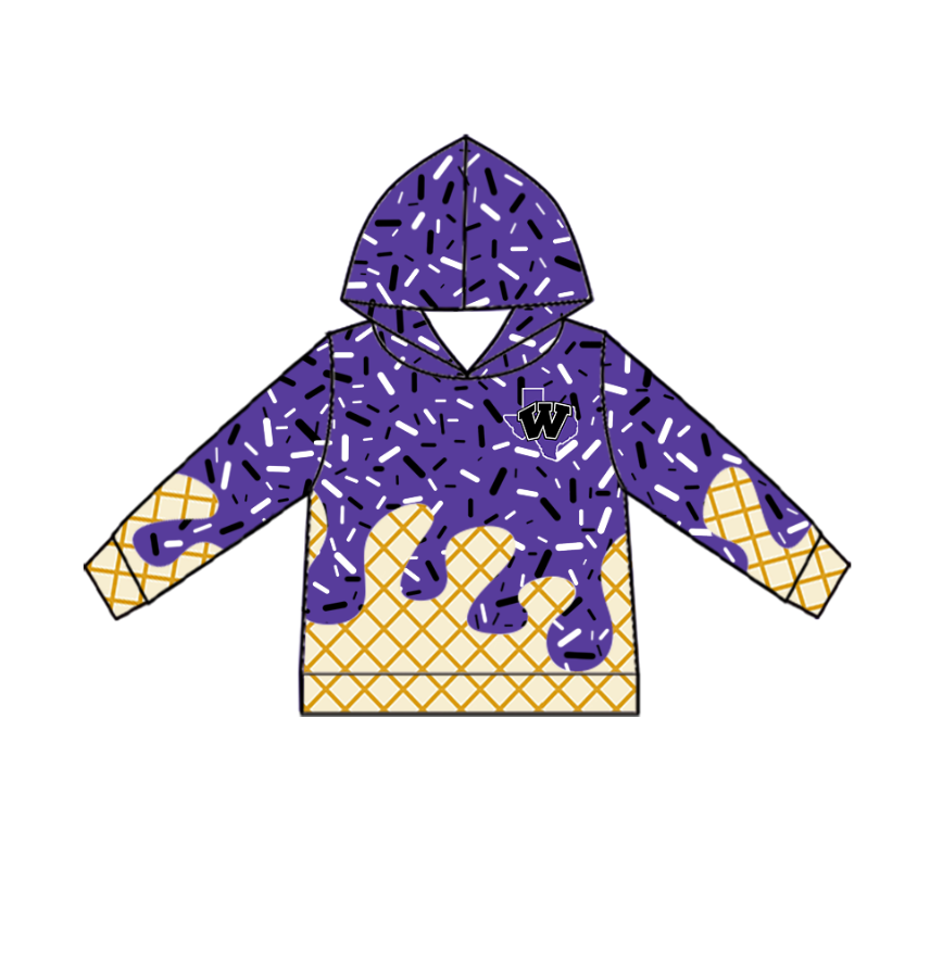 ( Moq 5 each style ) Baby Boy Girl Team Cheer Sibling Shirt Purple Bows Dress Set 8.18
