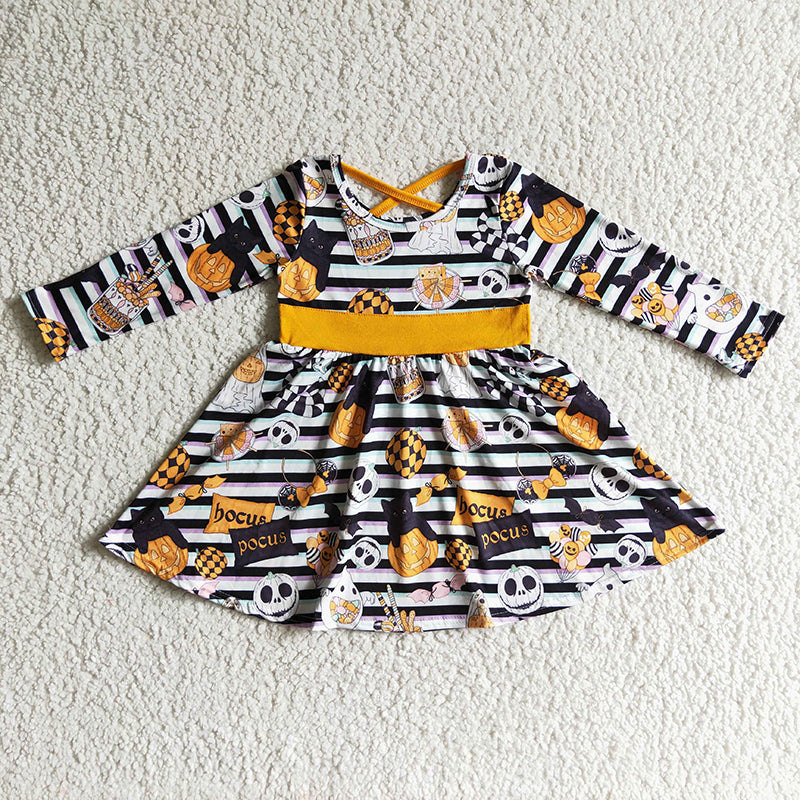 Promotion Baby Girl Halloween Pumpkin Twirl Dress RTS