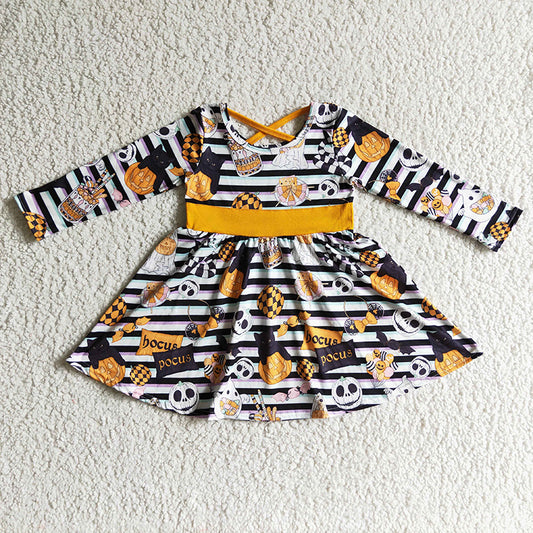 Promotion Baby Girl Halloween Pumpkin Twirl Dress RTS