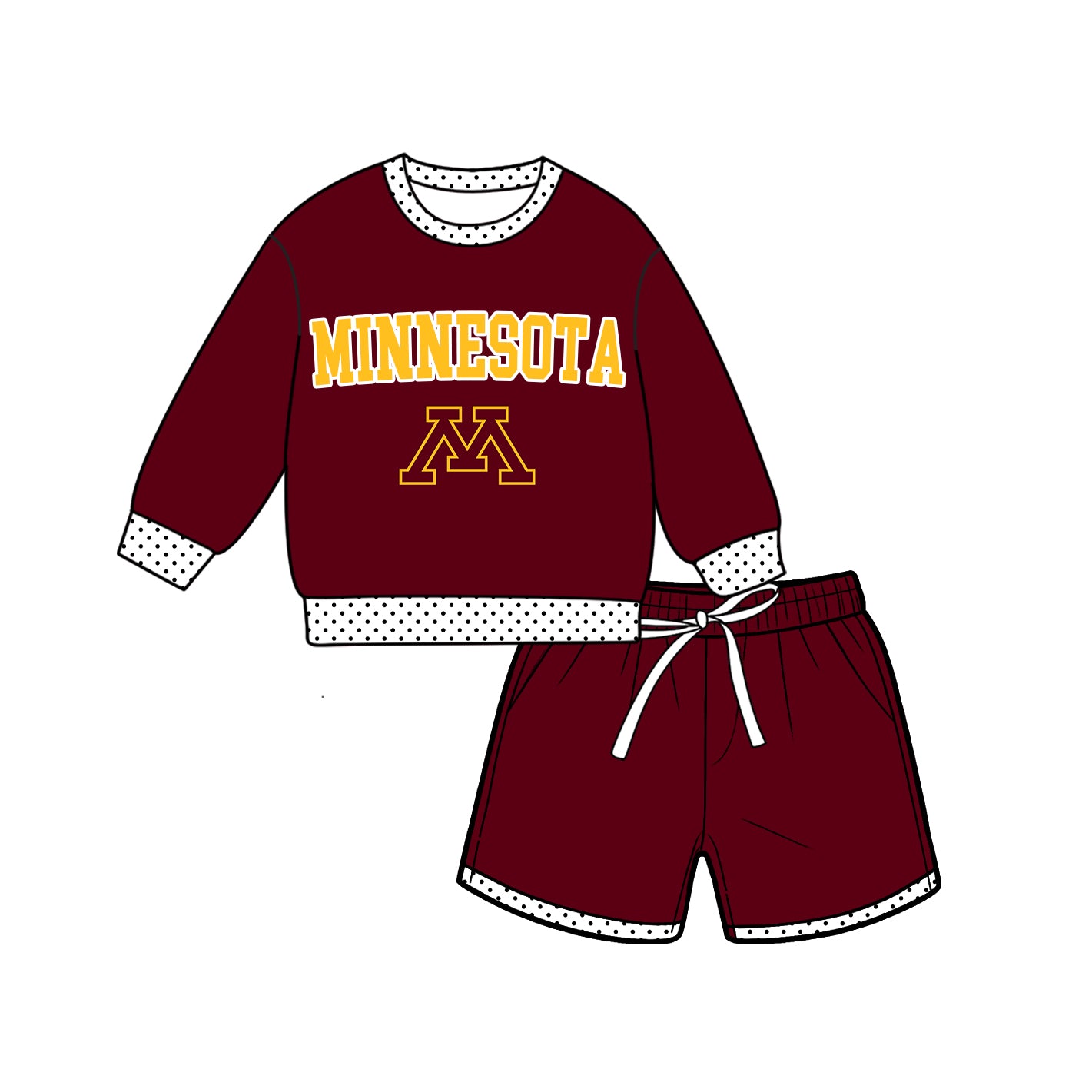 ( Moq 5 ) Baby Girls Kids Long Sleeves Shirt Shorts Team Set Clothes