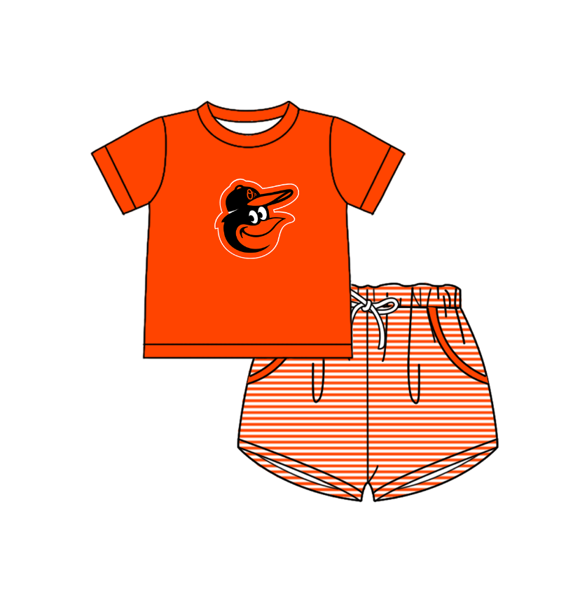 ( Moq 5 Each Style ) Baby Boys Girls Kids Team Sibling Orange Stripes Rompers Sets