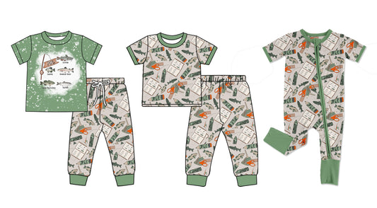 Baby Boy Short Sleeves Fishing Sibling Romper Clothes Set ( Moq 5 Each Design )11.21