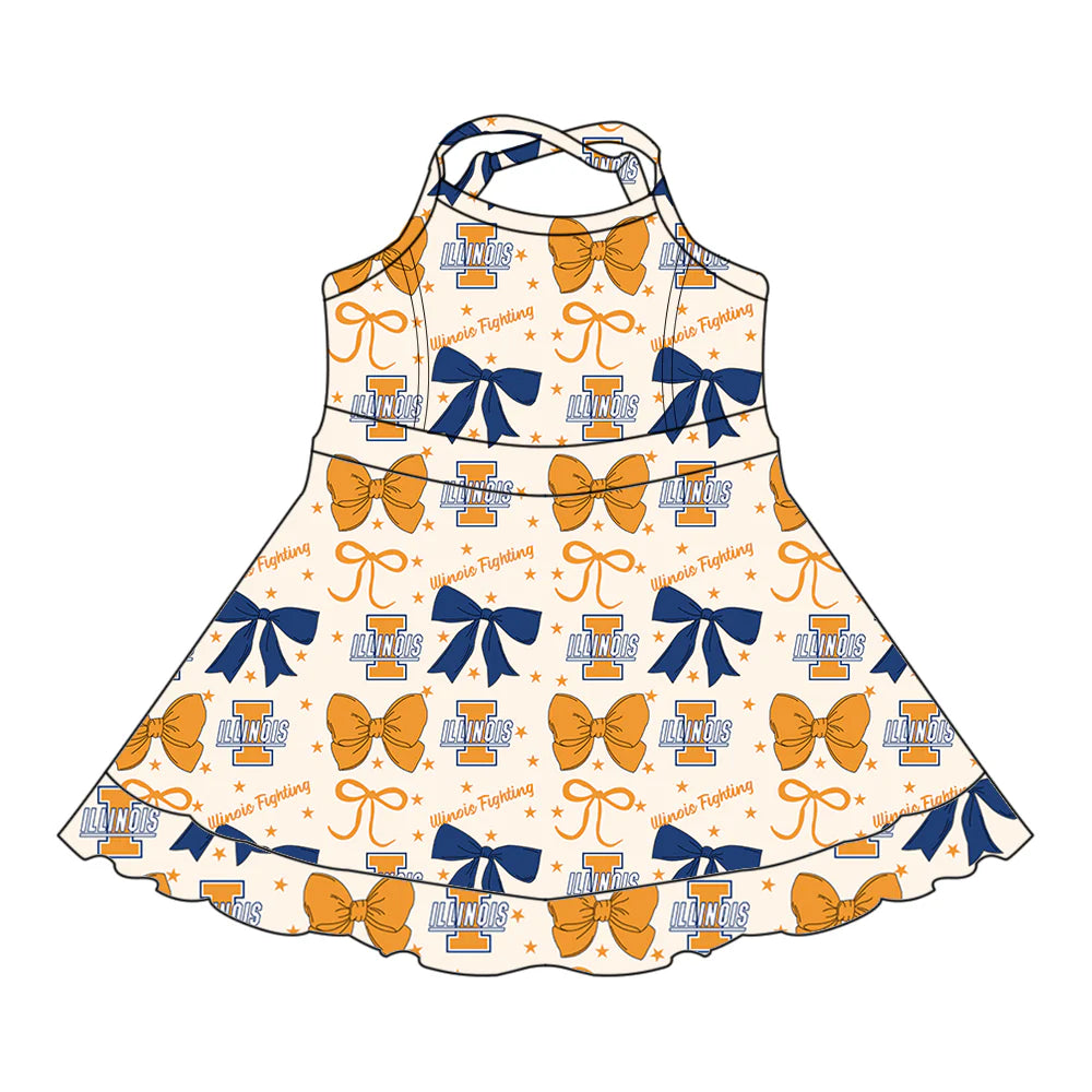 ( Moq 5 each style ) Baby Girl Toddler I Team Bows Sibling Dress Set 6.25