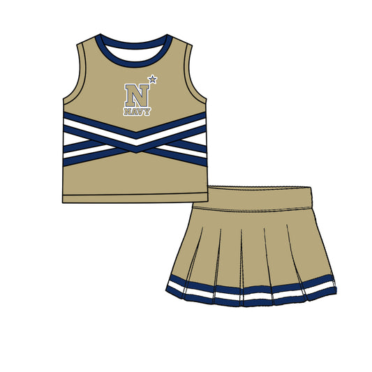 ( Moq 5 ) Baby Girls Kids Sleeveless Vest Skirt Shots Team Set Clothes