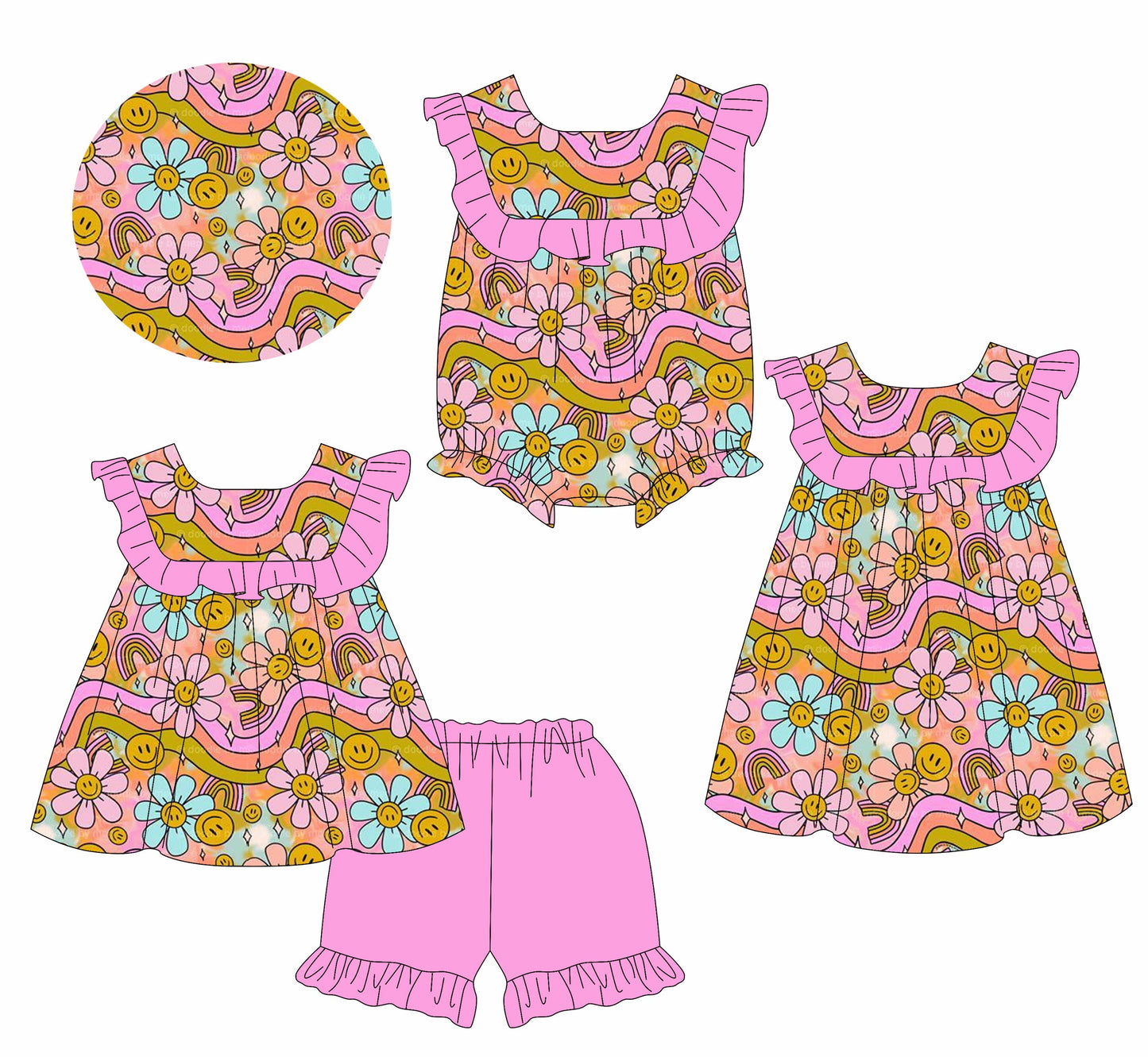 Baby Girl Flower Smile Sibling Romper Dress Set ( Moq 5 Each Style ) 2.11