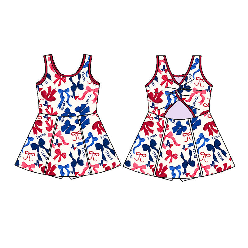 ( Moq 5 each style ) Baby Girl Texas Team Bows Sibling Dress Set 5.16