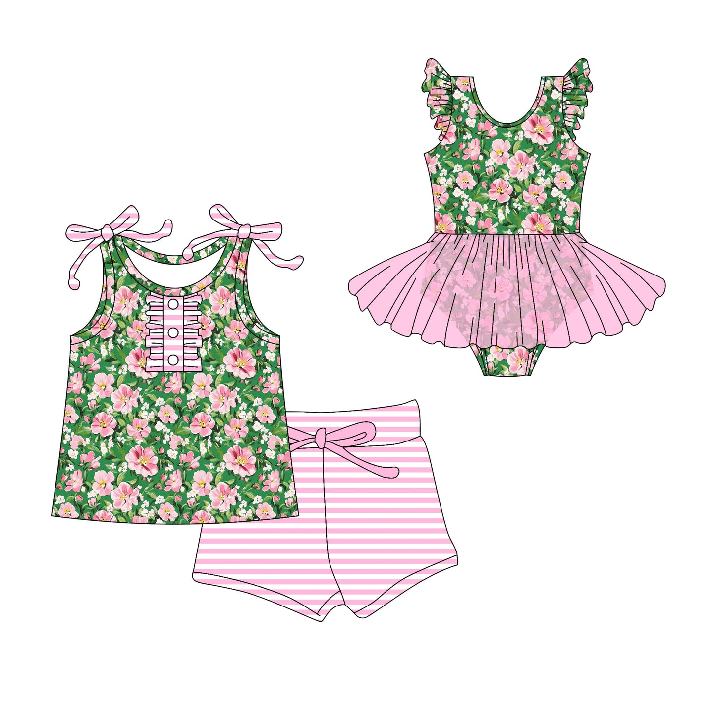 Baby Girl Flower Sibling Tulle Romper Set ( Moq 5 Each Style ) 3.18