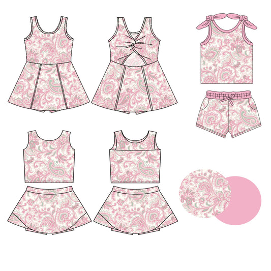 ( Moq 5 Each Style ) Baby Girl Sleeveless Flower Sibling Pink Skorts Dress Set 3.26