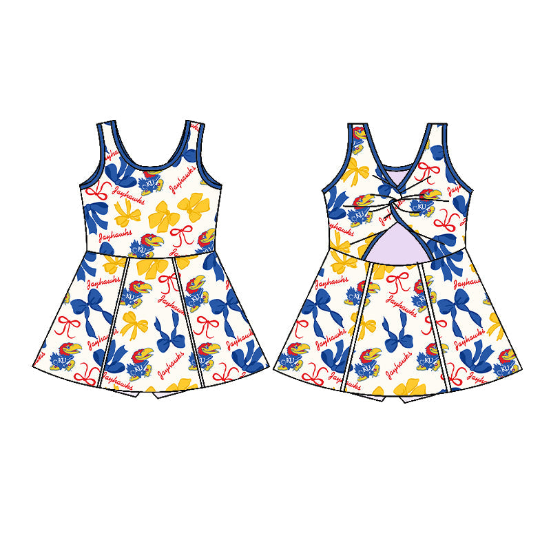 ( Moq 5 each style ) Baby Girl Team KU Bows Sibling Dress Set 5.22