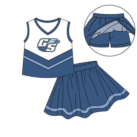 ( Moq 5 ) Baby Girl Sleeveless GS Vest Shorts Skirt Skort Team Set