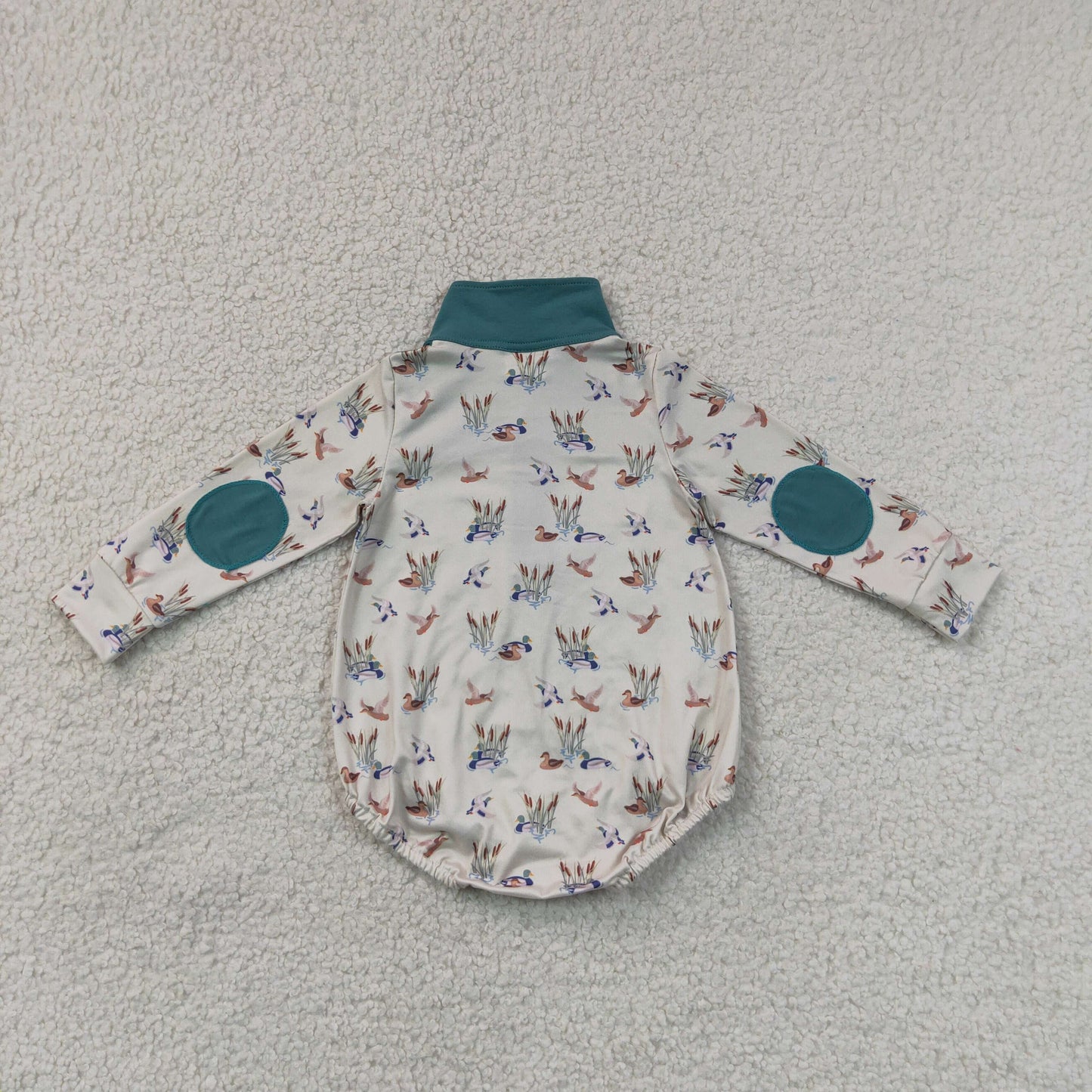 Baby Boys Infant Long Sleeves Ducks Zipper Bubble Romper Green Clothes RTS