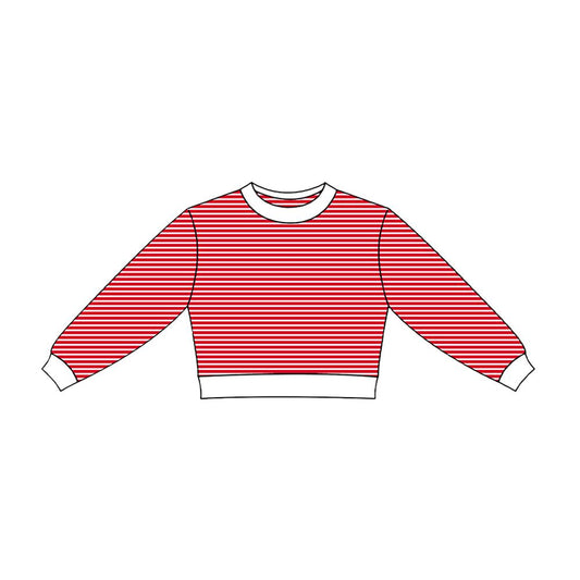 ( Moq 5 ) Preorder Baby Girls Kids Long Sleeves Red Stripes Yoga Active Shirt Tops