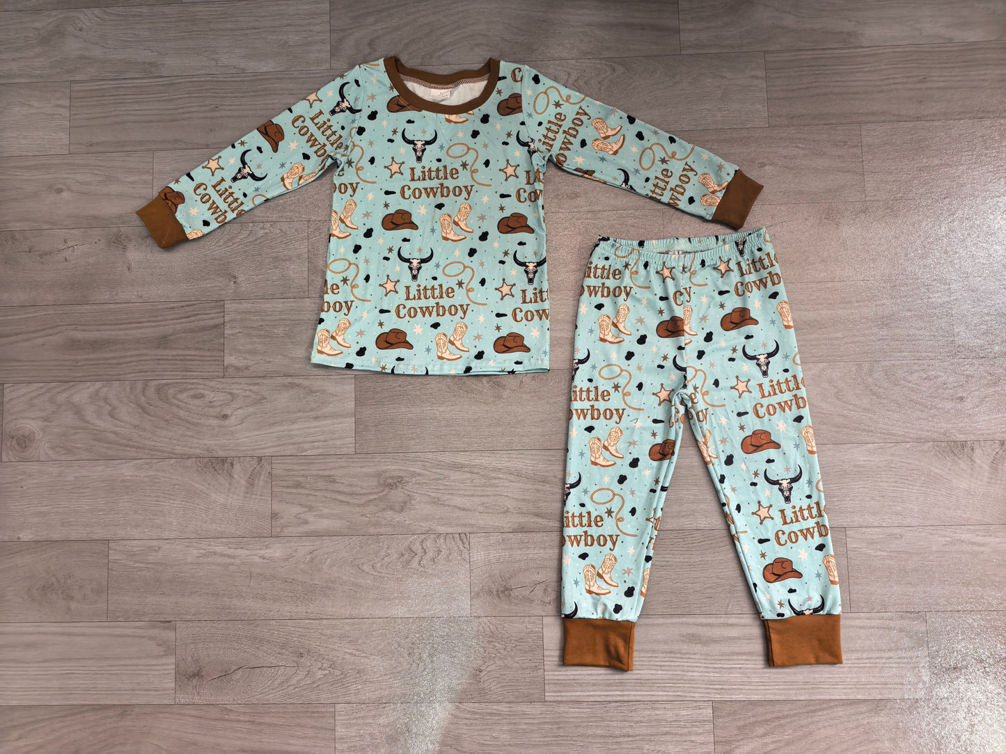 ( No moq ) Preorder Baby Boys Kids Long Sleeves Cowboy Shirt Pants Set Pajamas Western Clothes