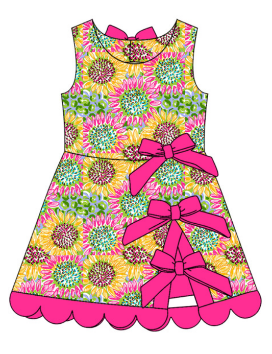 ( Moq 30 ) Baby Girls Kids Sleeveless Flower Bows Summer Dress
