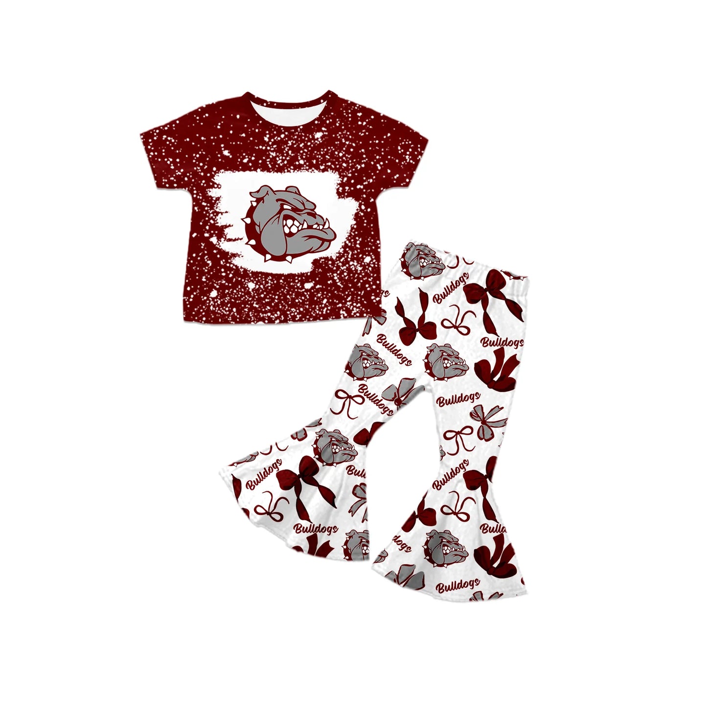 ( Moq 5 each style ) Baby Girl Team Sibling Dog Bows Dress Set 7.25