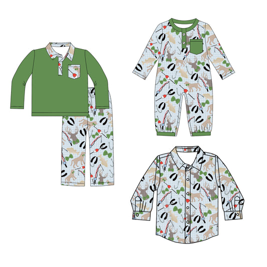 ( Moq 5 Each Style ) Baby Boy Toddler Fishing Green Sibling Romper Dress Set