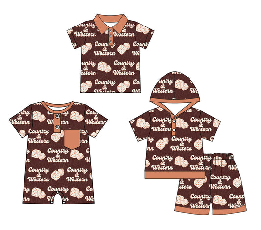 Baby Boy Short Sleeves Western Sibling Romper Shirt Set ( Moq 5 Each Style ) 3.11