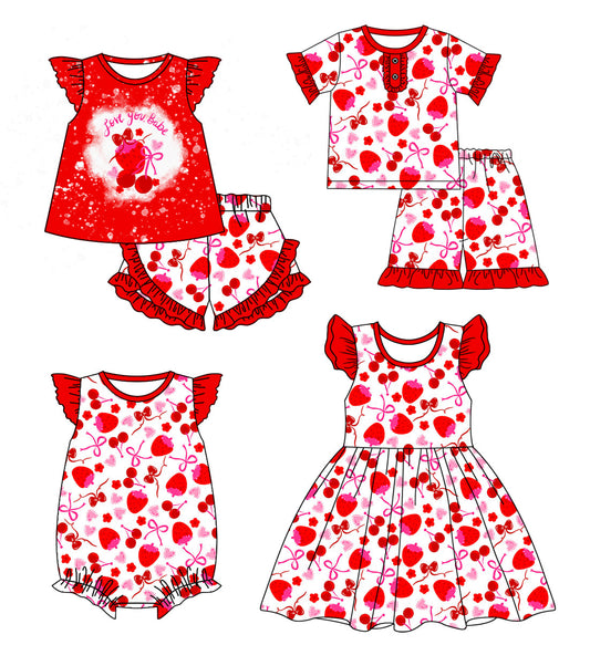 Baby Girl Strawberry Bows Sibling Romper Dress Set ( Moq 5 Each Style ) 12.26