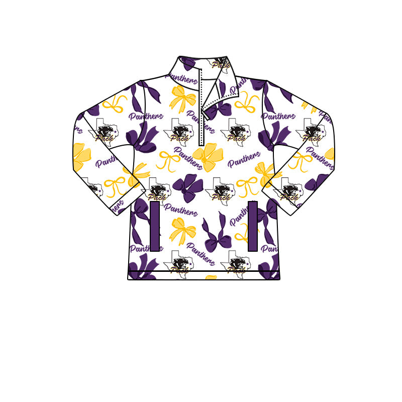 ( Moq 5 each style ) Baby Boy Girl Team Cheer Sibling Shirt Purple Drips Bows Dress Set 8.12