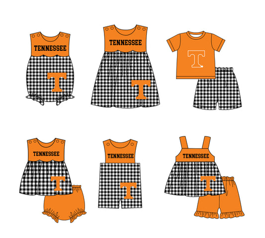 ( Moq 5 Each Style ) Baby Boys Girls Kids Plaid Team Sibling Orange Rompers Dress Sets