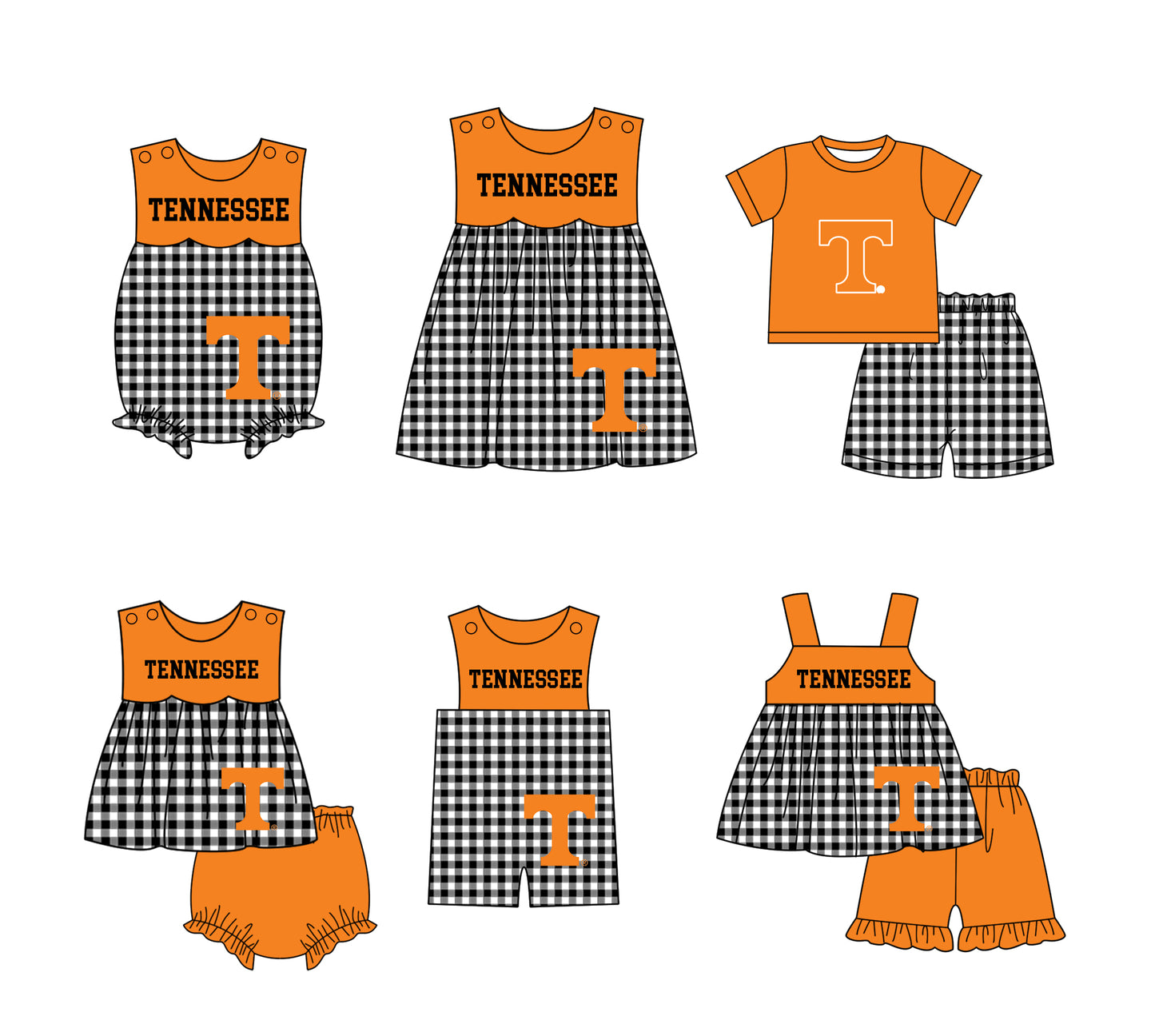( Moq 5 Each Style ) Baby Boys Girls Kids Plaid Team Sibling Orange Rompers Dress Sets