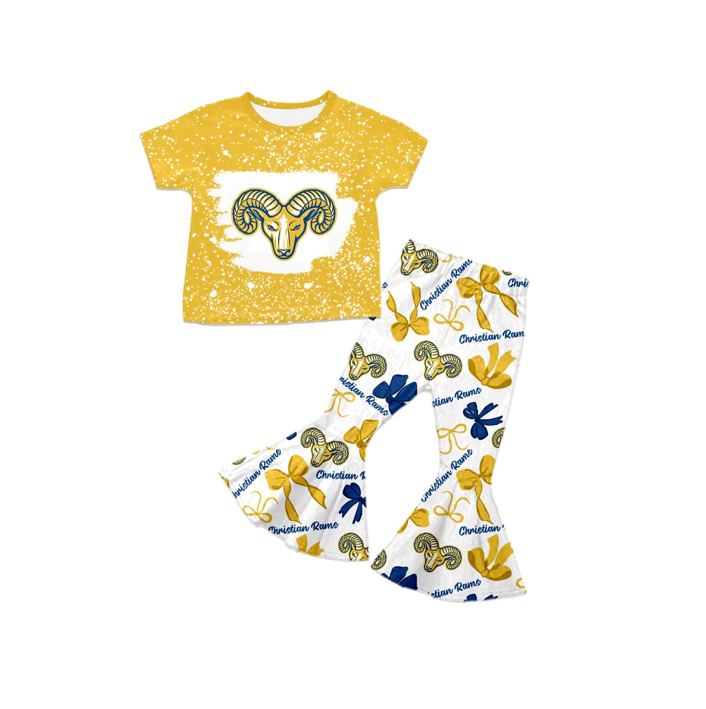 ( Moq 5 each style ) Baby Girl Team Sibling Rams Bows Dress Set 7.24