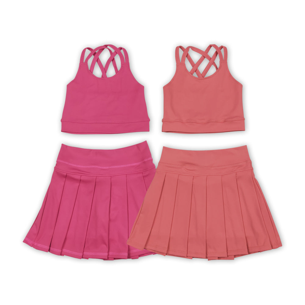 Baby Girl Sleeveless Vest Tops Skirt Shorts Skort Sibling Yoga Active Set RTS