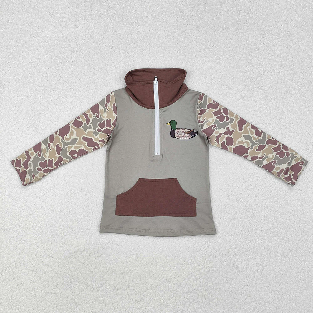 Baby Boy Long Sleeves Camo Zipper Duck Hunting Sibling Brother Pullover Shirt Tops