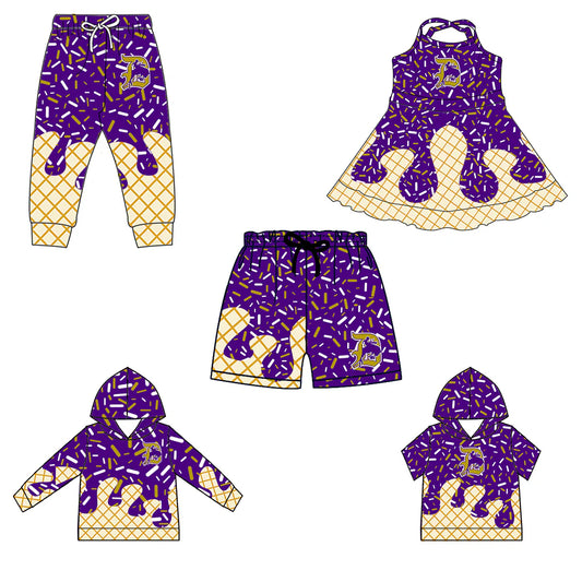 ( Moq 5 each style ) Baby Boy Girl Team Sibling Cowboys Purple Dress Shirt Shorts Pants 7.1
