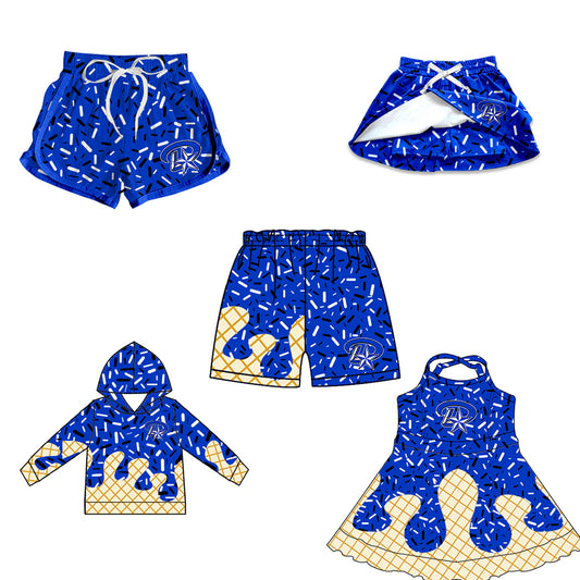 ( Moq 5 each style ) Baby Boy Girl Team Sibling Drips Blue Dress Shirt Shorts Pants 7.3