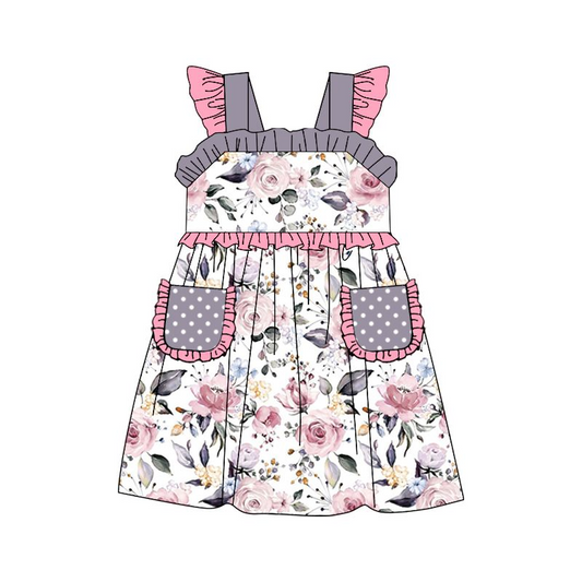 Moq 3 Pre-order GSD0940 Baby Girl Floral Pocket Dress