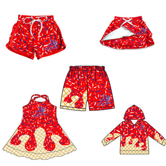 ( Moq 5 each style ) Baby Boy Girl Team Sibling Tiger Red Drips Dress Shirt Shorts Pants 7.2