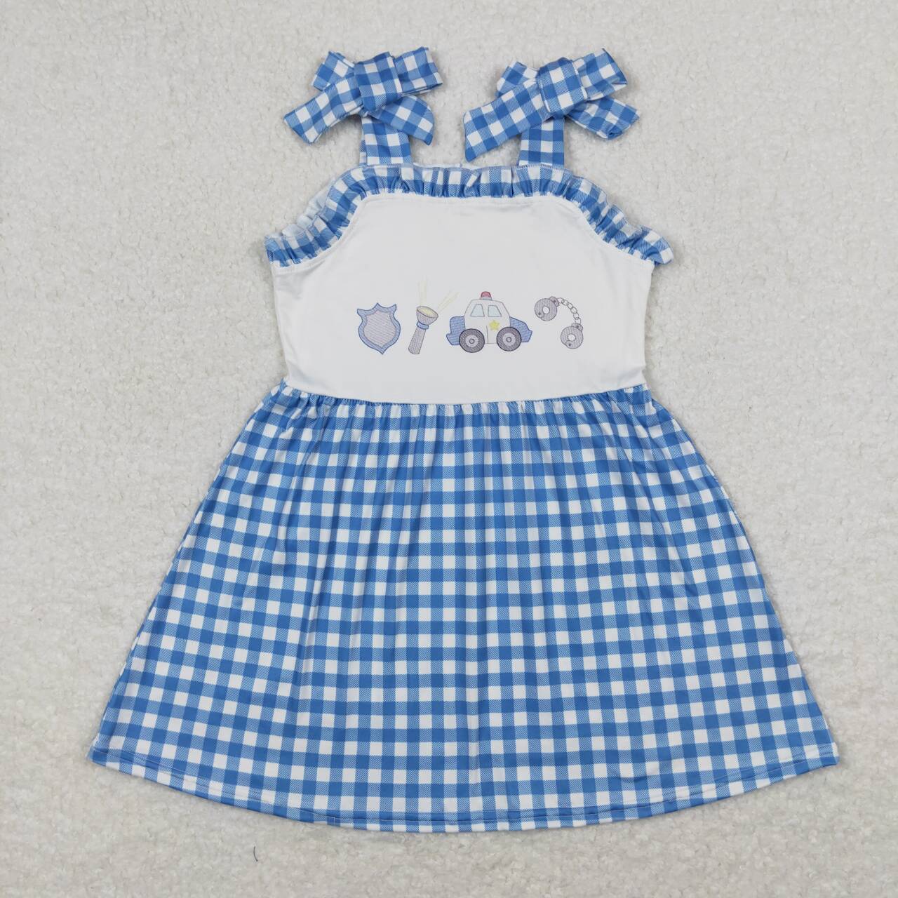 Baby Girl Blue Plaid Sleeveless Police Summer Dress