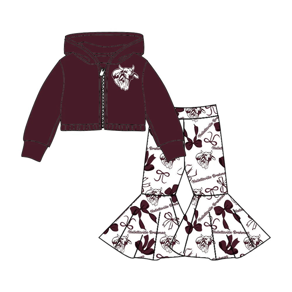 ( Moq 5 each style ) Baby Girl Team Sibling Cow Bows Dress Set 7.23