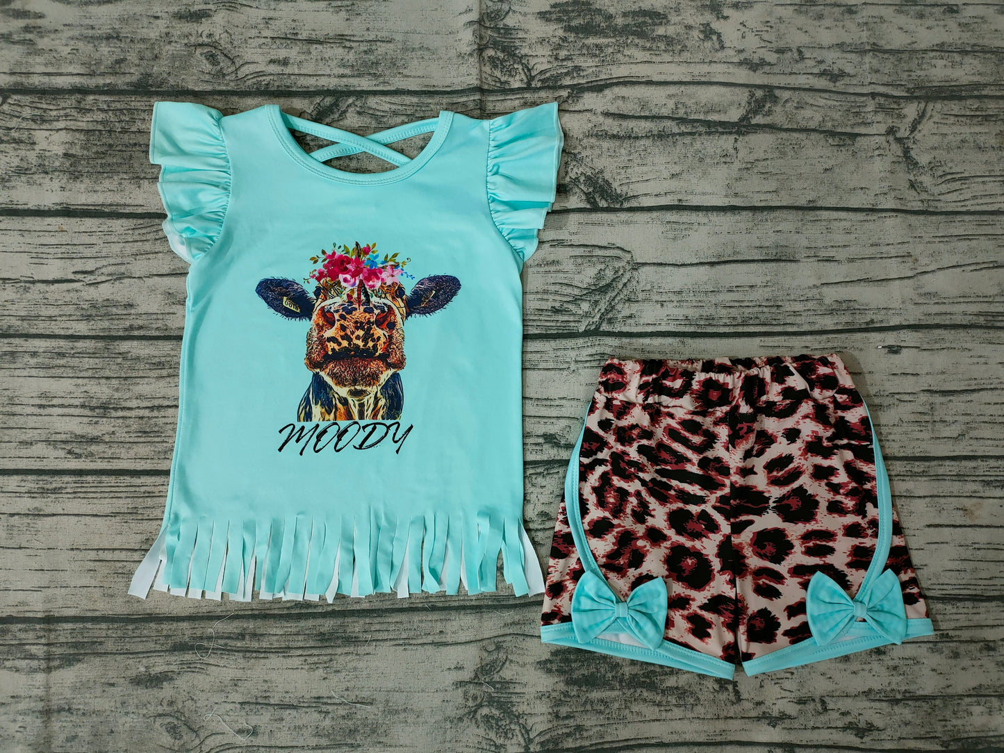 Promotion Baby Girl Western Cow Leopard Shorts Summer Outfit