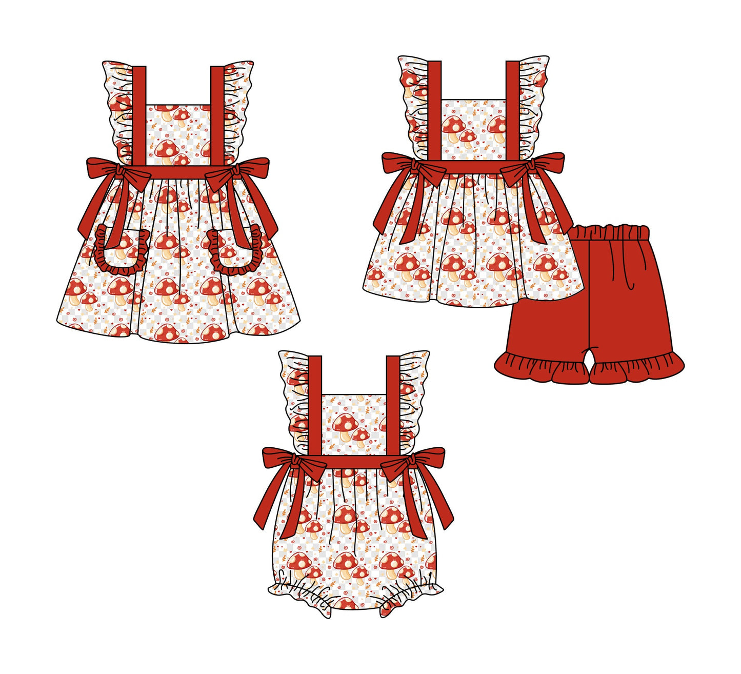 Baby Girl Mushrooms Sibling Romper Dress Set ( Moq 5 Each Style ) 1.9