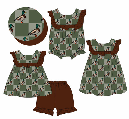 Baby Girl Ducks Checked Sibling Romper Dress Set ( Moq 5 Each Style ) 2.18