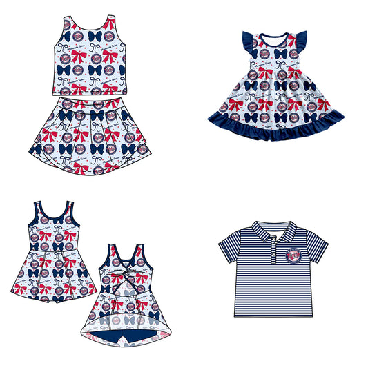 ( Moq 5 each style ) Baby Boy Girl Toddler Team Bows Sibling Shirt Dress Set 6.20