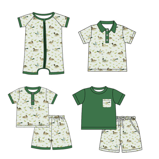 Baby Boy Girl Ducks Green Sibling Romper Shirt Set ( Moq 5 Each Style ) 1.18