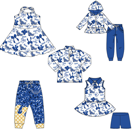 ( Moq 5 each style ) Baby Boy Girl Team Cheer Sibling Shirt Bows Dress Set 8.11