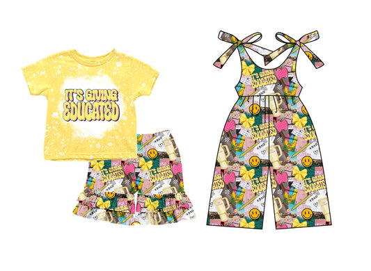 Baby Girl Back To School Bows Smile Sibling Romper Dress Set ( Moq 5 Each Style ) 12.23