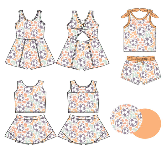 ( Moq 5 Each Style ) Baby Girls Kids Soccer Sibling Camo Shorts Dress Sets Clothes