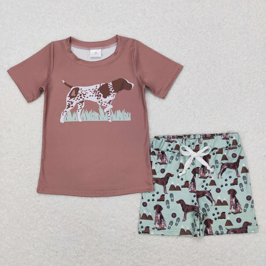 BSSO0335 Baby Boy Short Sleeves Shirt Dogs Shorts Summer Outfit