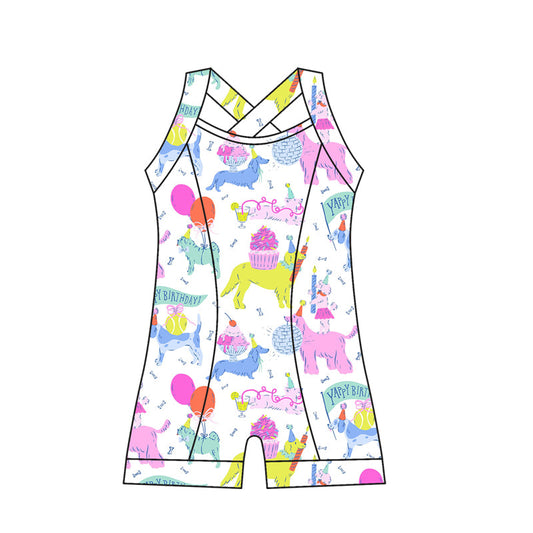 ( Moq 10 ) Baby Girl Straps Dogs Birthday Activity Wear Yoga Jumpsuit