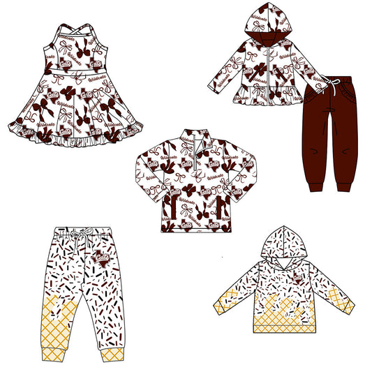 ( Moq 5 each style ) Baby Boy Girl Team Cheer Sibling Shirt Bows Dress Set 8.12