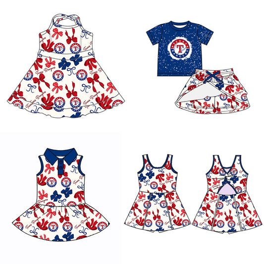 ( Moq 5 each style ) Baby Girl Team T Bows Sibling Dress Set 5.19