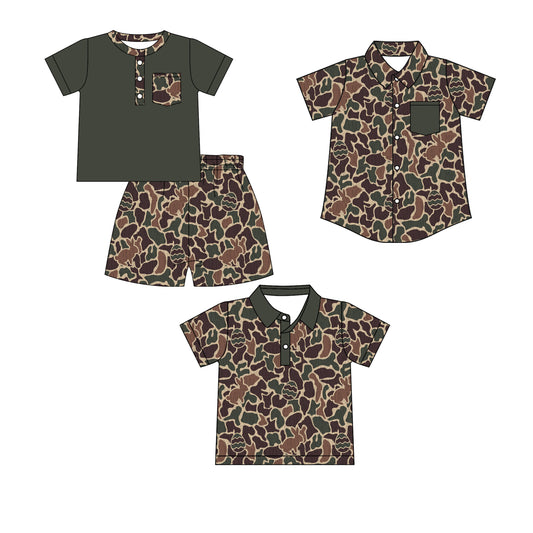 ( Moq 5 Each Style ) Baby Boys Kids Short Sleeves Rabbits Eggs Camo Sibling Easter Shirts Set