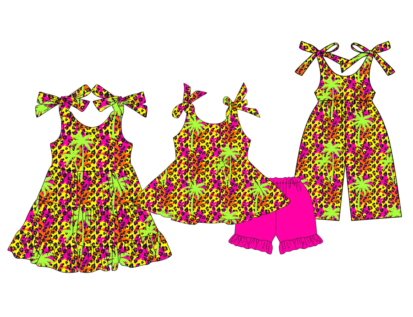 Baby Girl Straps Leopard Summer Sibling Jumpsuit Dress Set ( Moq 5 Each Style ) 3.21