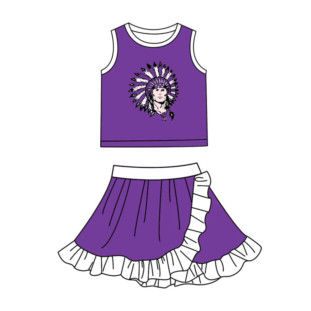 ( Moq 5 Each Style ) Sibling Baby Girls Kids Team Purple Shirt Skirt Shorts Sets Clothes