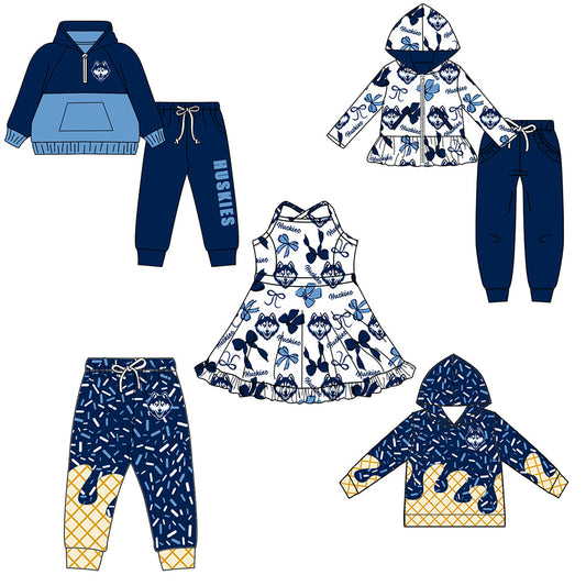 ( Moq 5 each style ) Baby Boy Girl Team Sibling Shirt Bows Cheer Dress Set 8.16